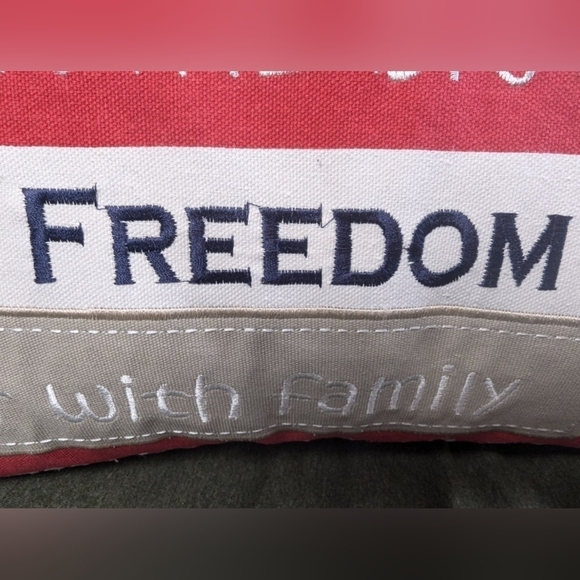 Accent pillow patriotic embroidered red/white/blue 19x19 - Picture 7 of 8